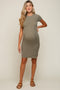 Light Olive Ribbed Fitted Maternity Dress