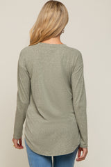 Sage Long Sleeve Curved Hem Maternity Top