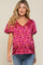 Magenta Animal Print Puff Sleeve Maternity Top