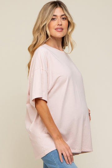 Light Pink Oversized Maternity T-Shirt