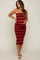Rust Striped Rib Knit Maternity Midi Dress
