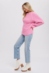 Pink Basic Chunky Knit Sweater