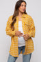 Yellow Mixed Plaid Fringe Maternity Button Down Top