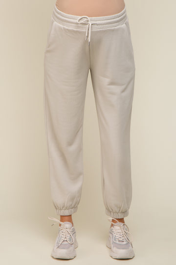 Grey Drawstring Maternity Sweatpants