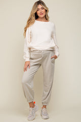 Grey Drawstring Maternity Sweatpants