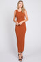 Rust Sleeveless Ribbed Maxi Dress