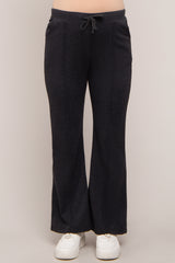 Charcoal Faux Fur Lined Maternity Flare Lounge Pants