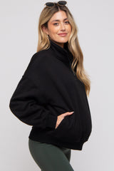 Black Half Zip Maternity Sweatshirt