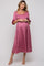 Mauve Satin Smocked Maternity Midi Dress