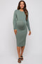 Sage Long Sleeve Maternity Nursing Dress