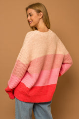 Pink Striped Knit Sweater