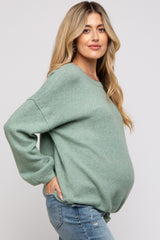 Mint Green Basic Drop Shoulder Maternity Sweater