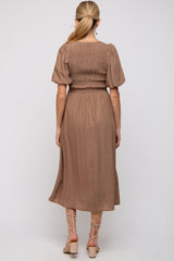 Mocha Square Neck Maternity Midi Dress