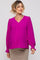 Magenta Button Front Long Smocked Sleeve Maternity Blouse