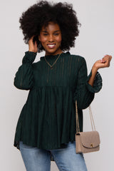 Forest Green Lace Ruffled Neck Maternity Top