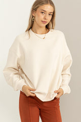 Cream Basic Fleece Maternity Sweatshirt