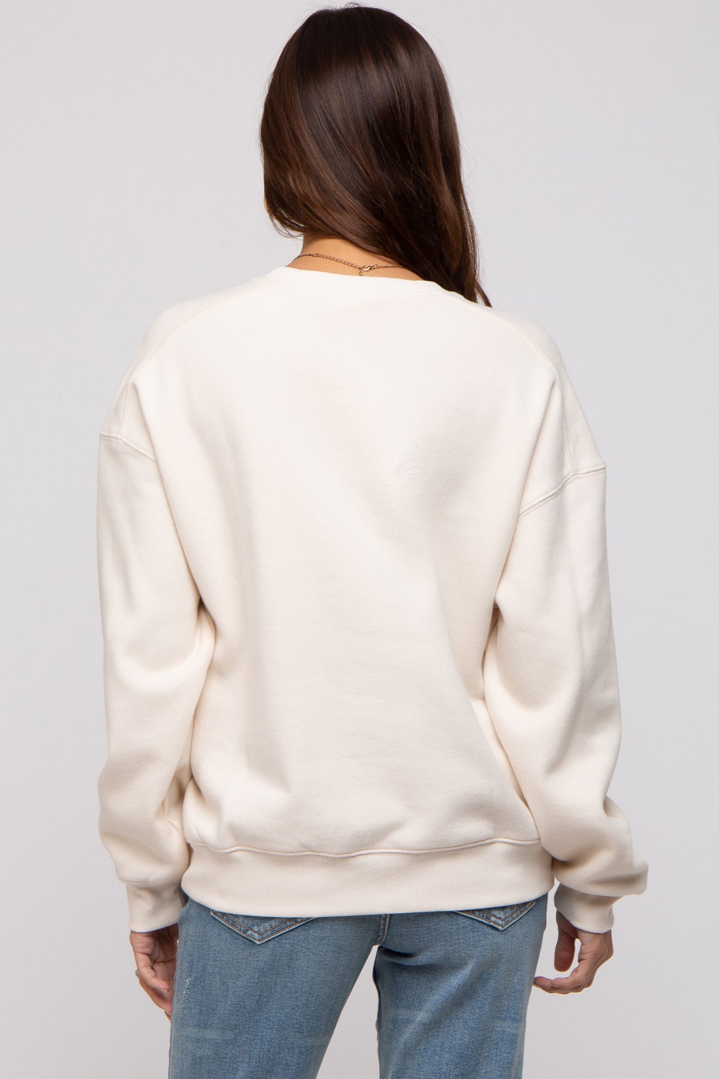 Cream Basic Fleece Maternity Sweatshirt