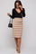 Taupe Striped Rib Knit Maternity Skirt