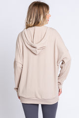 Cream Ribbed Hooded Wrap Long Sleeve Top