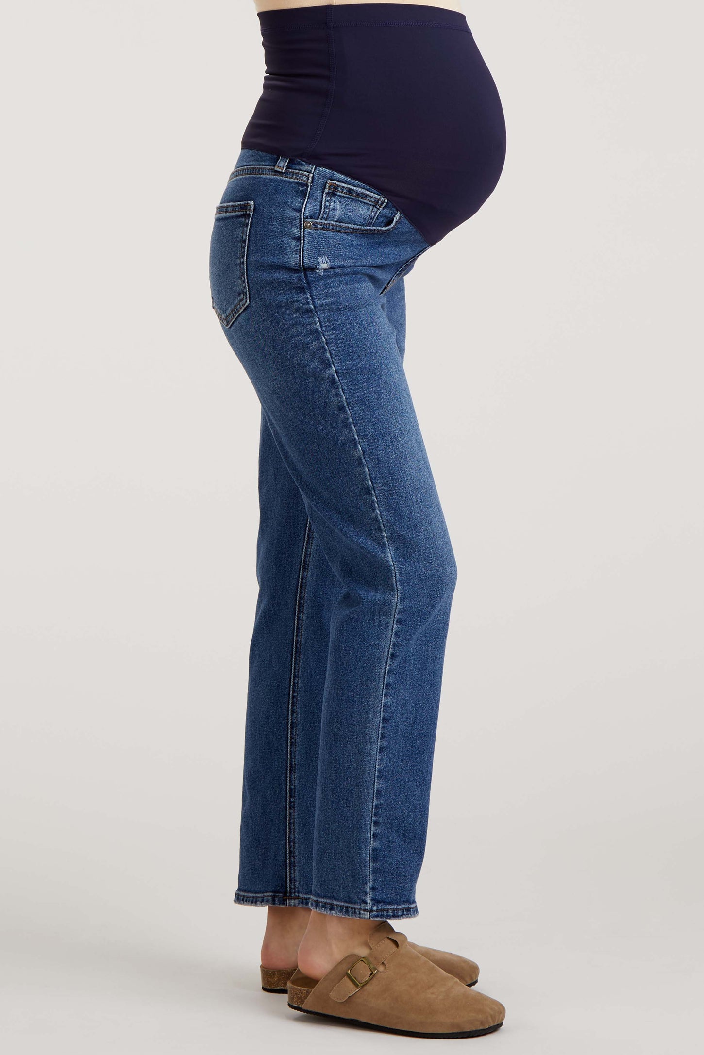 Medium Wash Skinny Straight Cropped Maternity Jeans