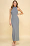 Grey Ribbed Side Slit Maxi Dress