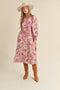 Lilac Multi Button Down Puff Sleeve Midi Dress