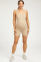 Taupe Ribbed Square Neck Sleeveless Maternity Romper