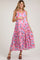 Pink Floral Sleeveless Tiered Maternity Maxi Dress