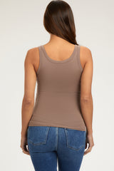 Mocha Scoop Neckline Maternity Tank Top