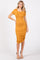 Mustard Ruched Fitted Dress