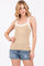 Taupe Ribbed Square Neck Contrast Strap Top