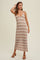 Taupe Chevron Crochet Shoulder Tie Midi Dress