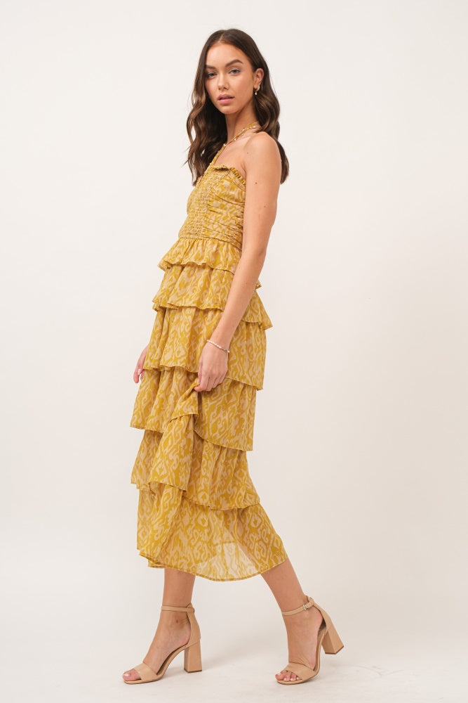 Lime Ruffle Maxi Dress