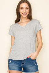 Black Striped V-Neck Maternity Short Sleeve Top