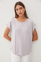 Grey Rolled Cuff Sleeve Top
